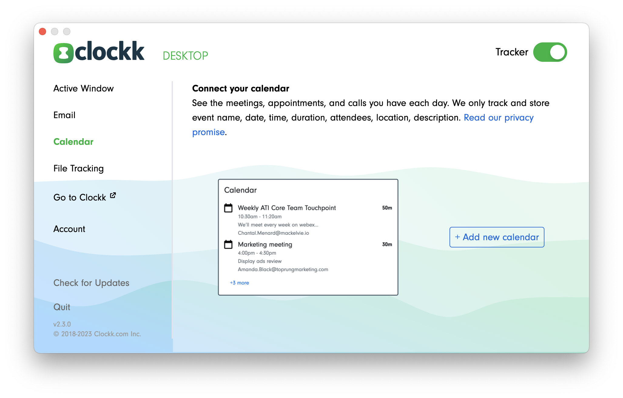 Add new calendar option in Clockk Desktop app