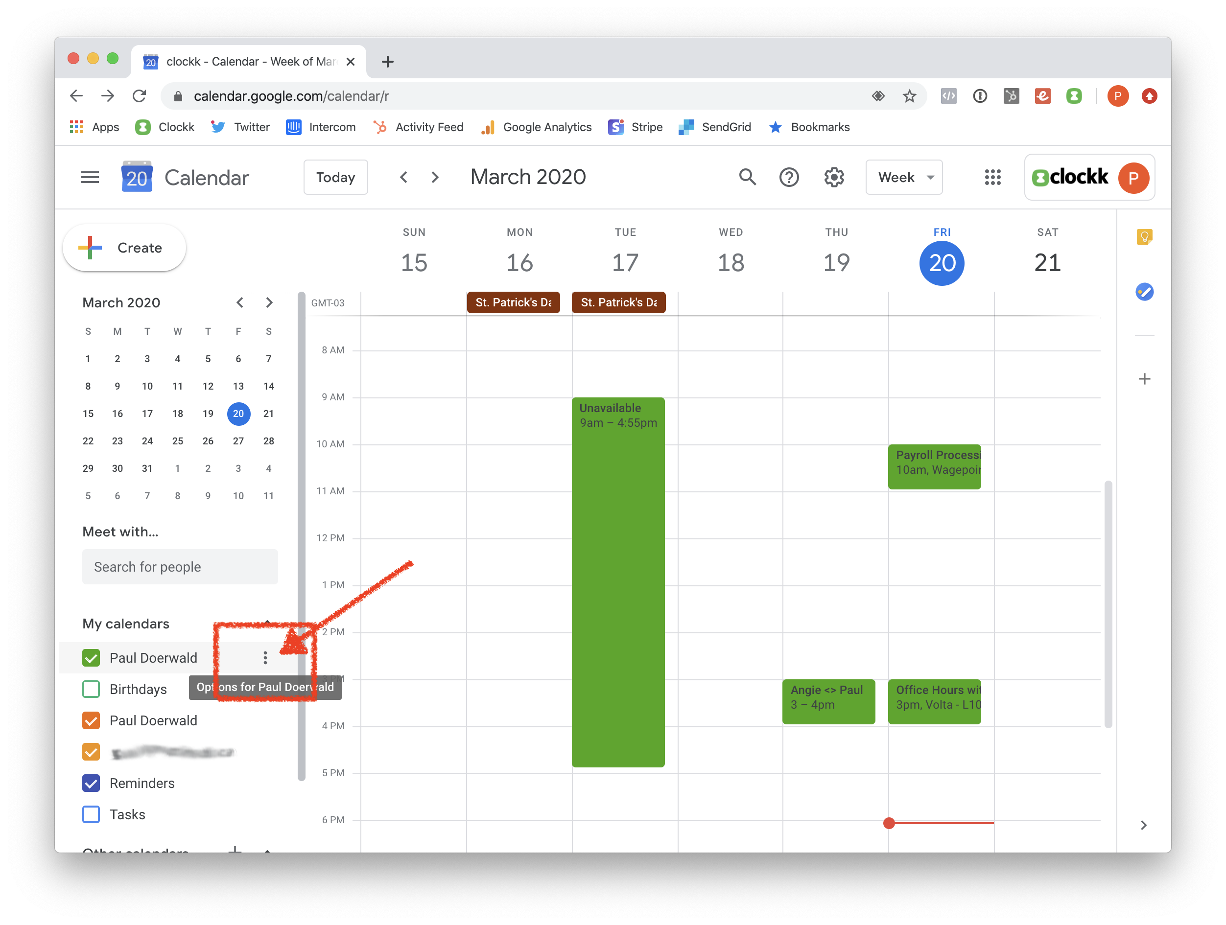 Google Calendar 3 dots