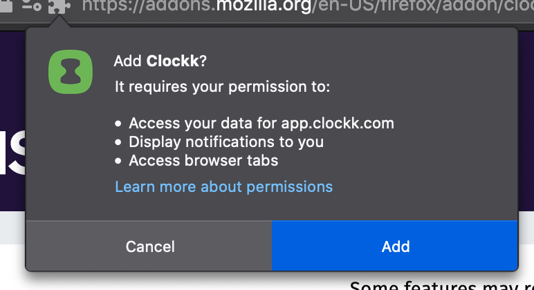 Firefox extension permissions