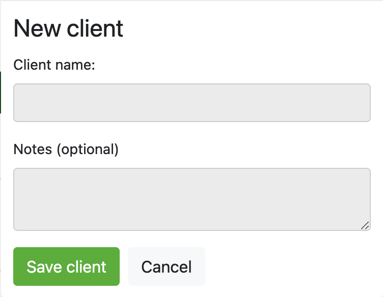 Create client form