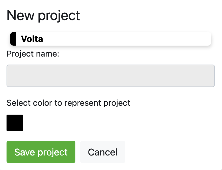 Create project form