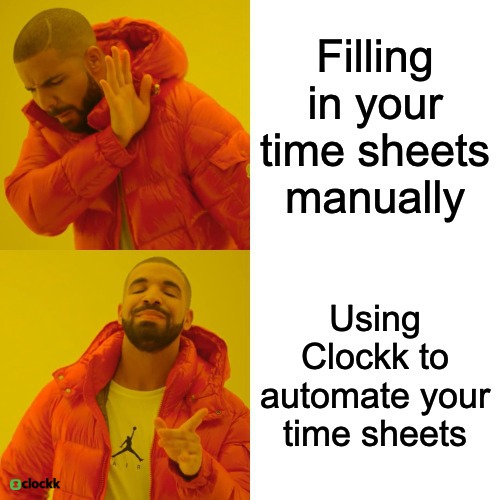 Filing in your time sheets manually vs. using Clockk to automate your time sheets